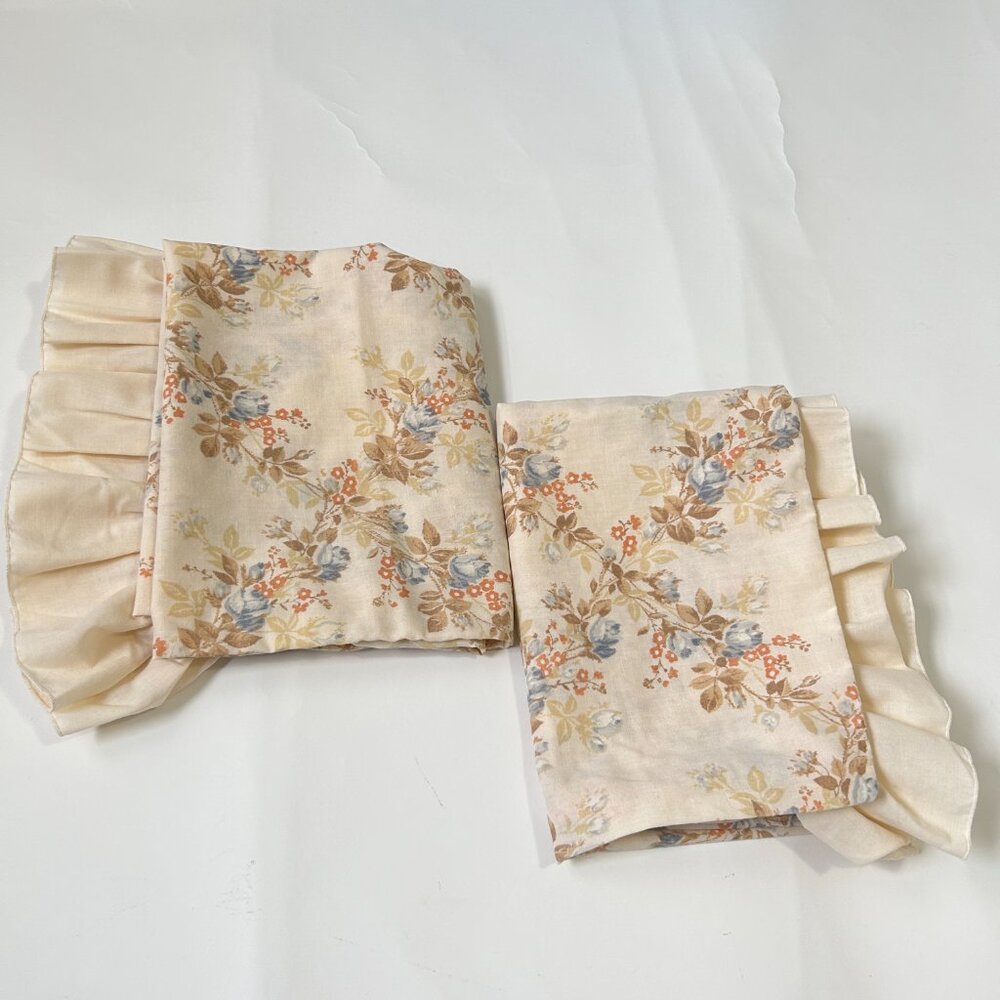 Vintage Lady Pepperell Floral 2 x Standard Pillowcases Ruffles No Iron Muslin - Picture 10 of 12